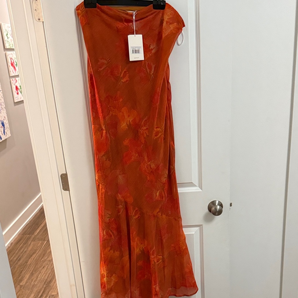 Peppermayo Orange Floral Pagoda Maxi Dress NWT